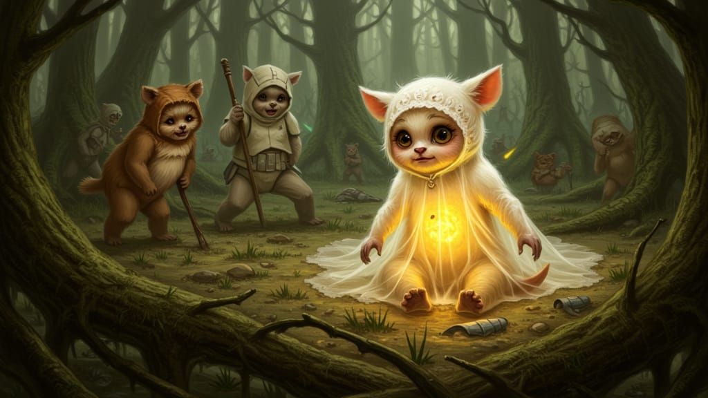 Ethereal Glowing Creature in Gothic Art Style