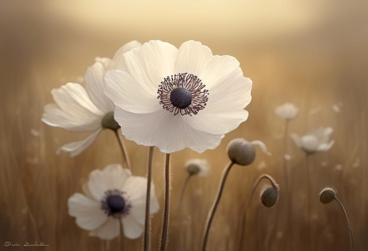 Delicate Translucent Autumn Anemone Blossom
