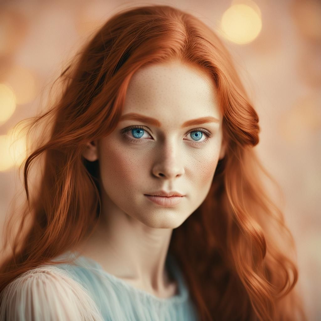 Ethereal Portrait of a Red-Haired Woman