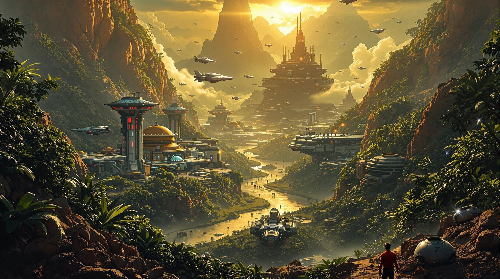 Futuristic Jungle Combat Base in Sci-Fi Style