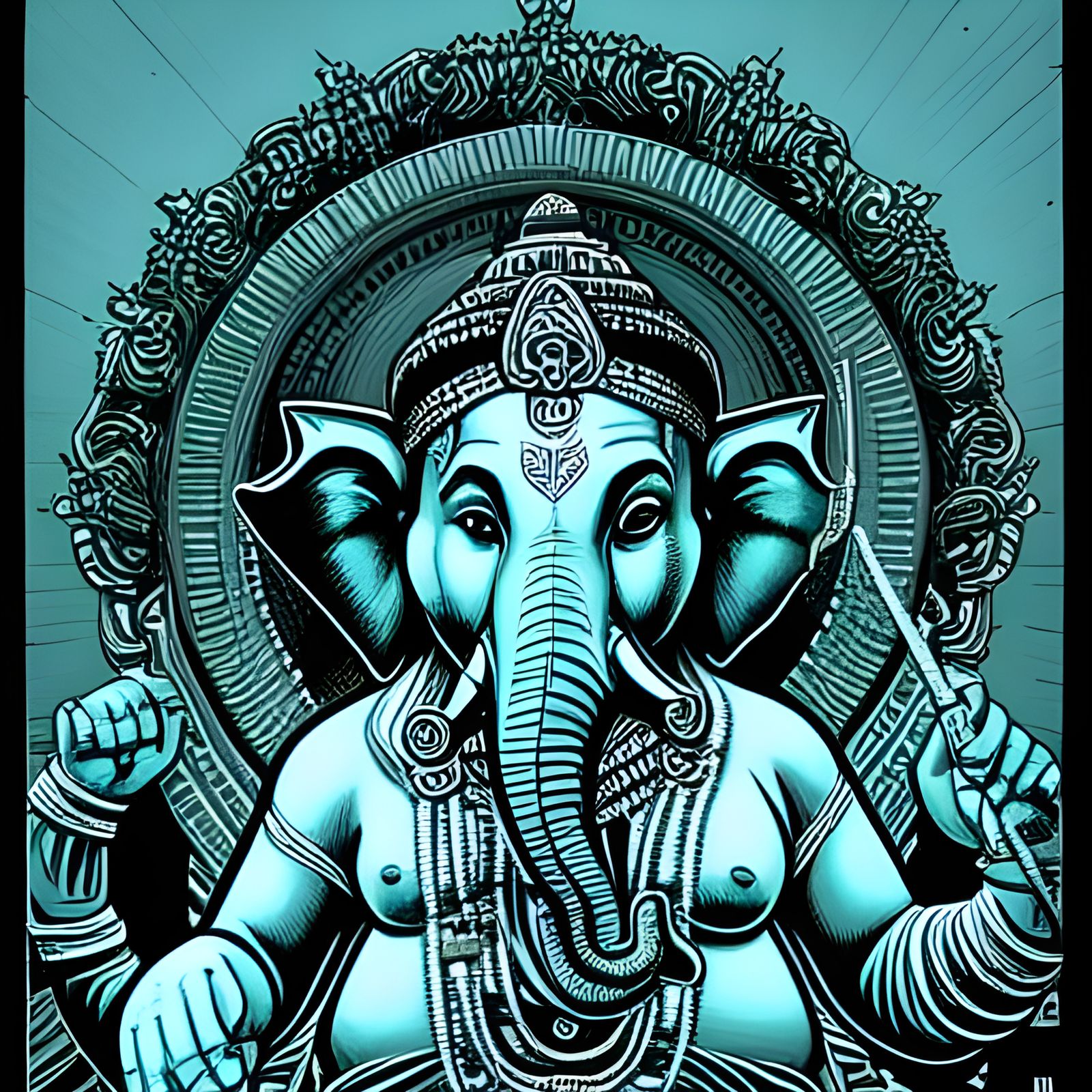 Ganesh in Comic Book Art Style