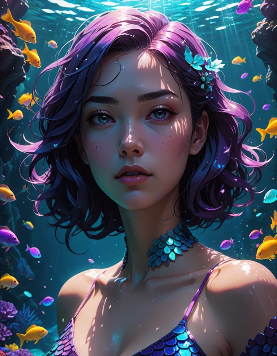 Underwater Grotto: Manga Anime Style Pop Art