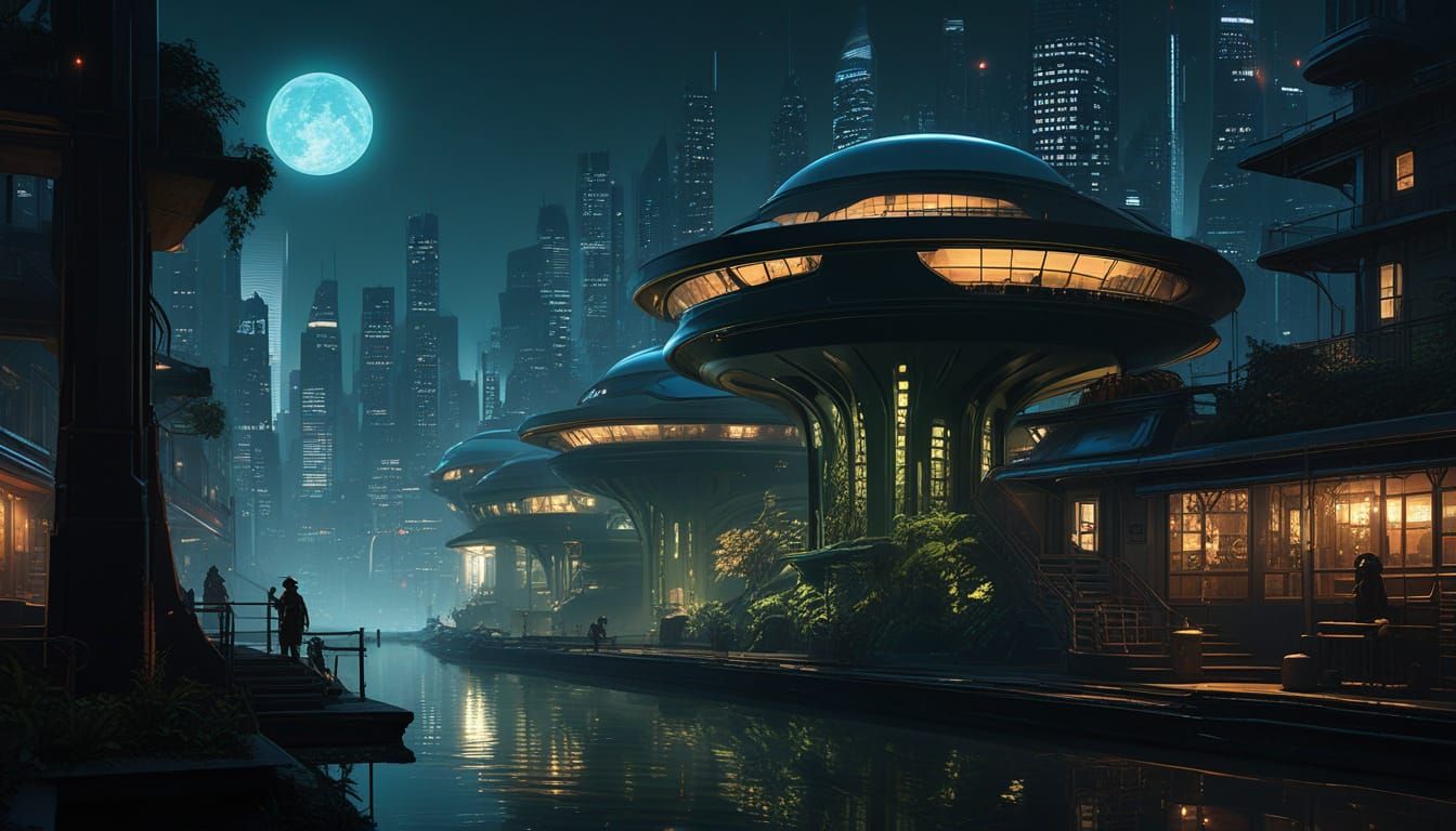 Mysterious Stranger in a Futuristic Metropolis