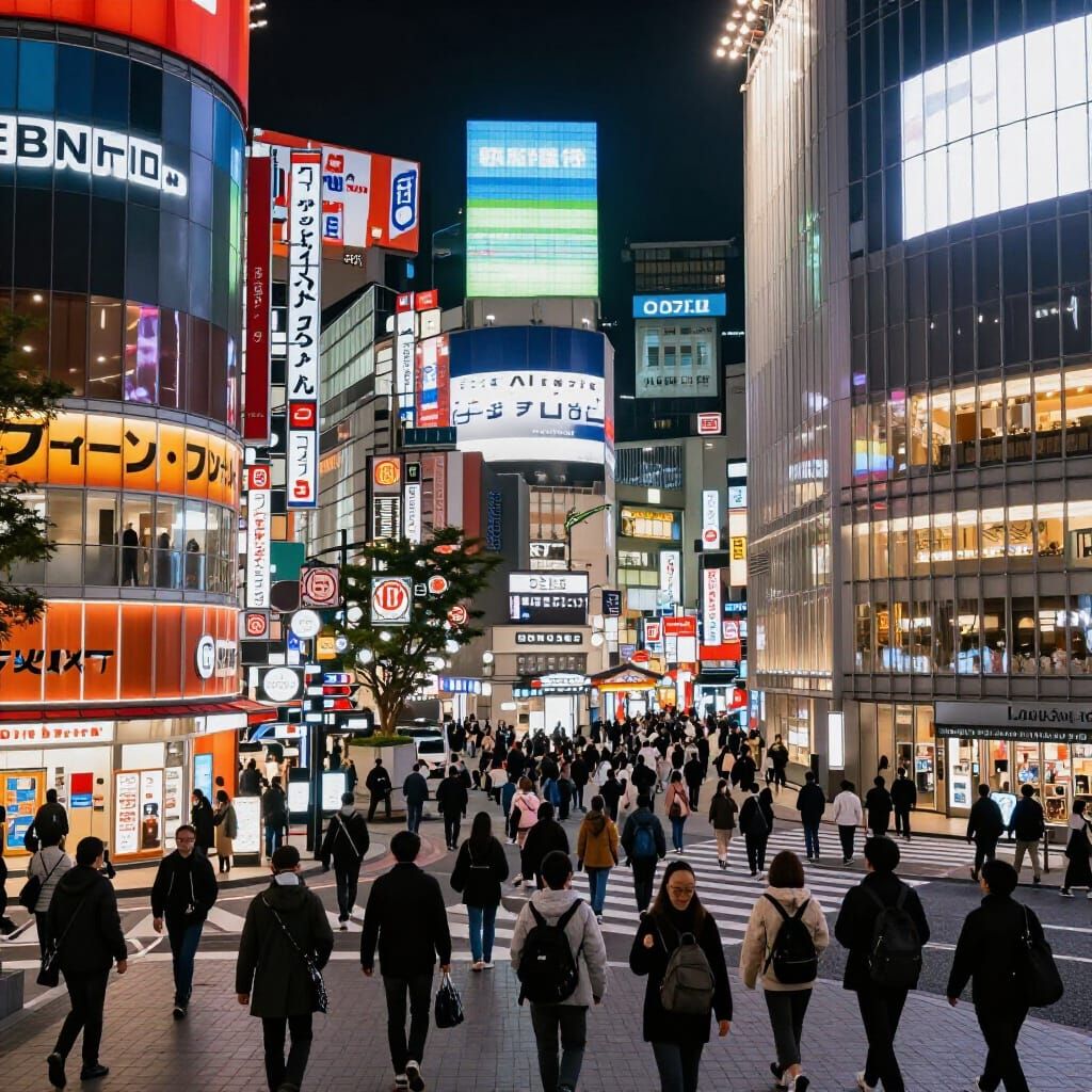 Realistic Japanese Shibuya Station Scene