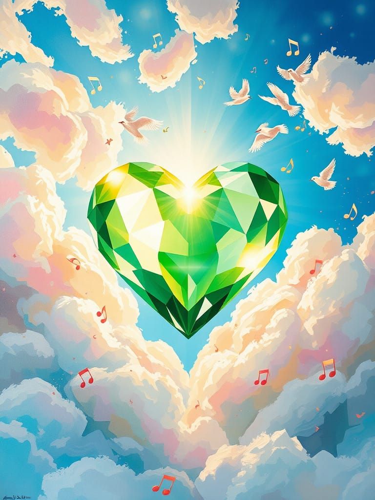 Whimsical Dreamscape with Radiant Heart