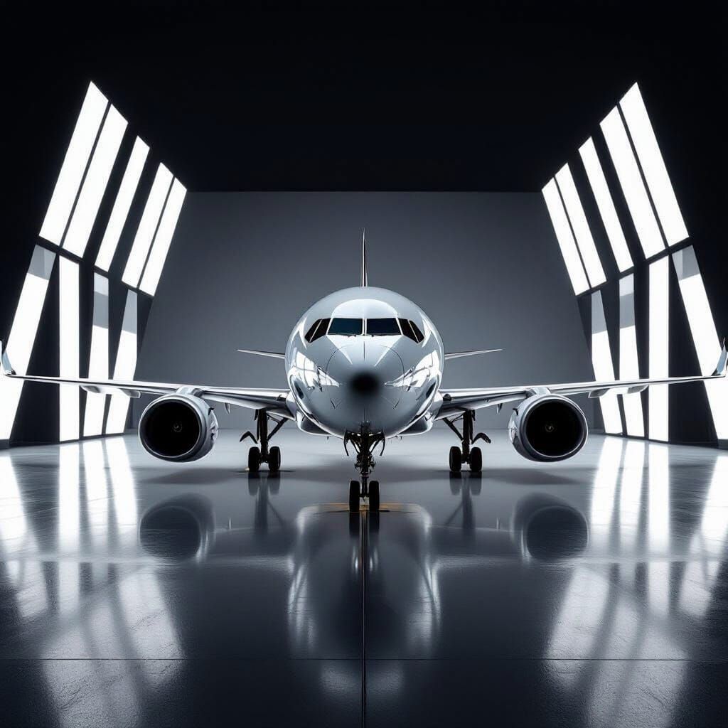 Sleek Futuristic Aircraft Design in Studio Lighting