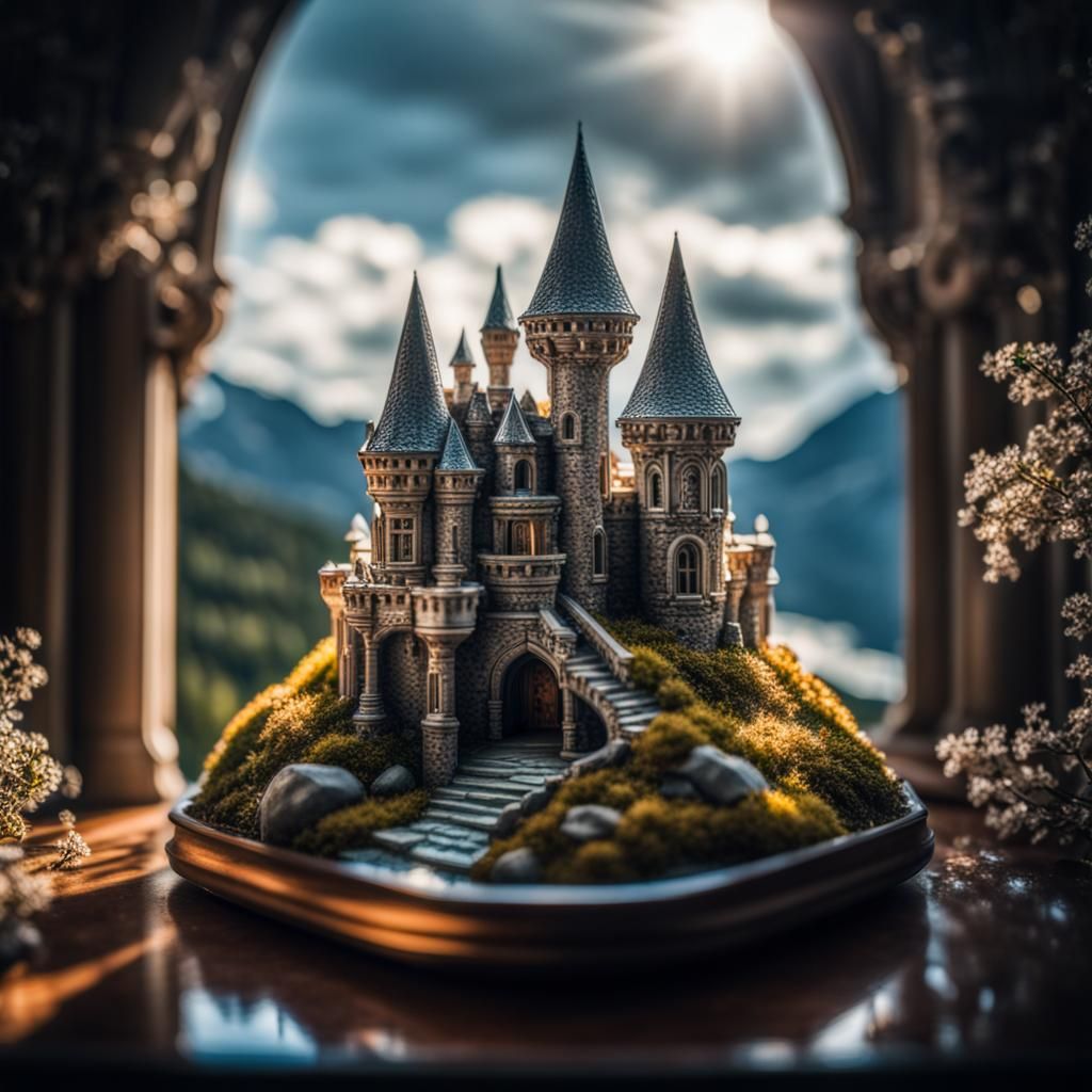 Crystal Castle: Hyperrealistic Miniature Architecture