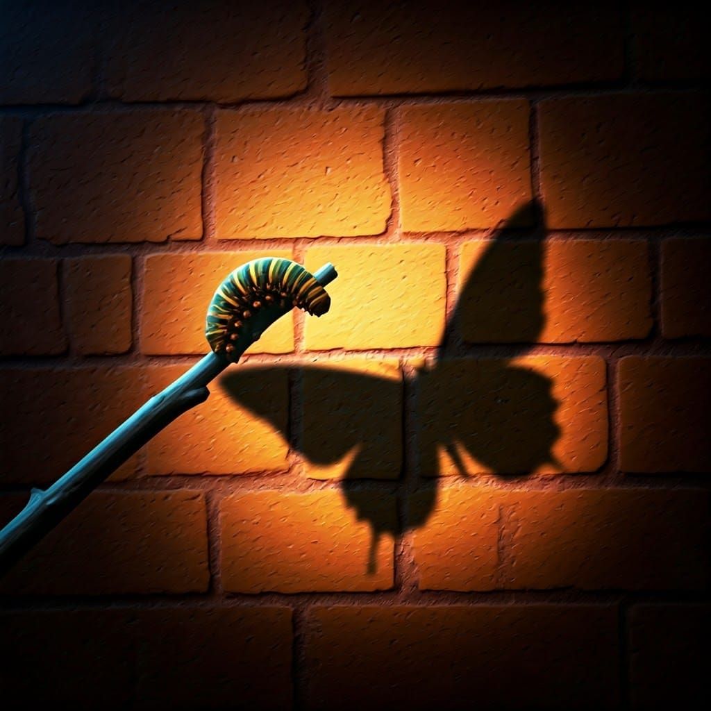 Surreal Metamorphosis Amidst Brick and Bloom