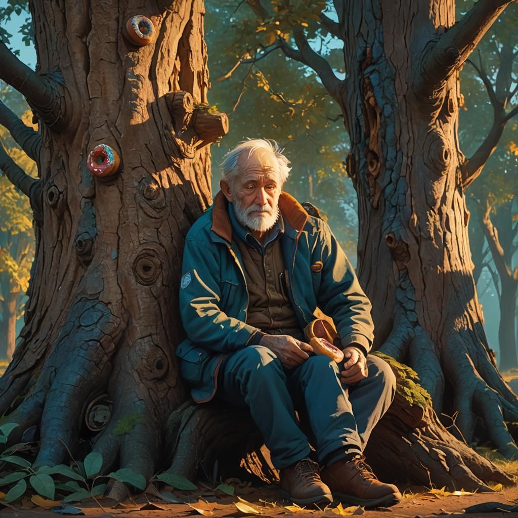 Old Man and Tree: Matte Painting in Stalenhag Style