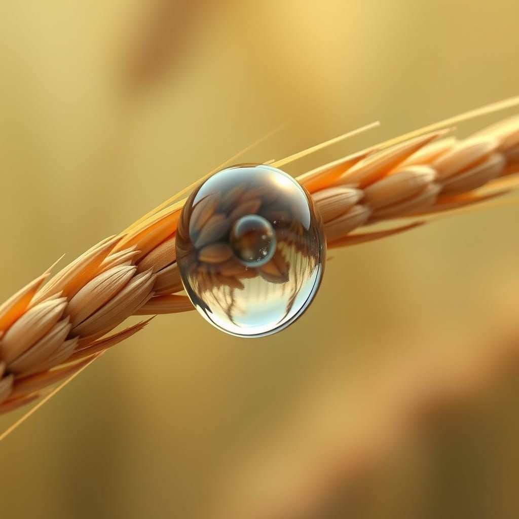 Water Droplet Refracts Miniature World: Digital Art