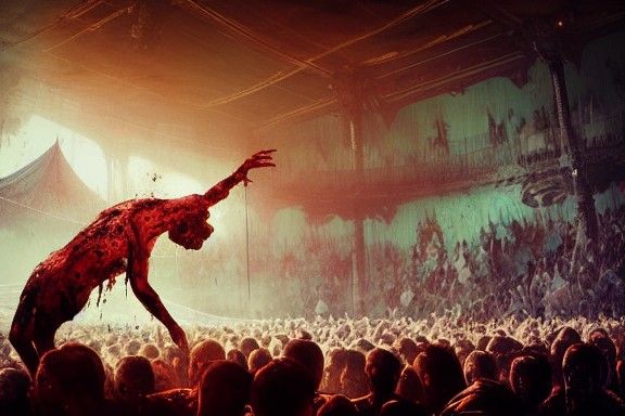 Zombie Circus Performer in Hyperdetailed Digital Painting