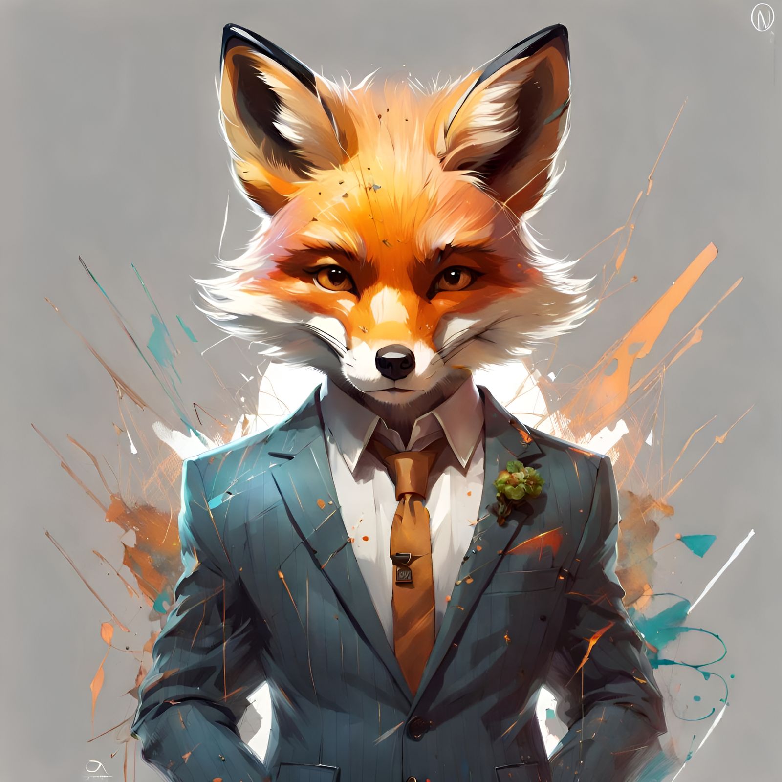 Fox Businessman Portrait in Detailed Digital Art Style