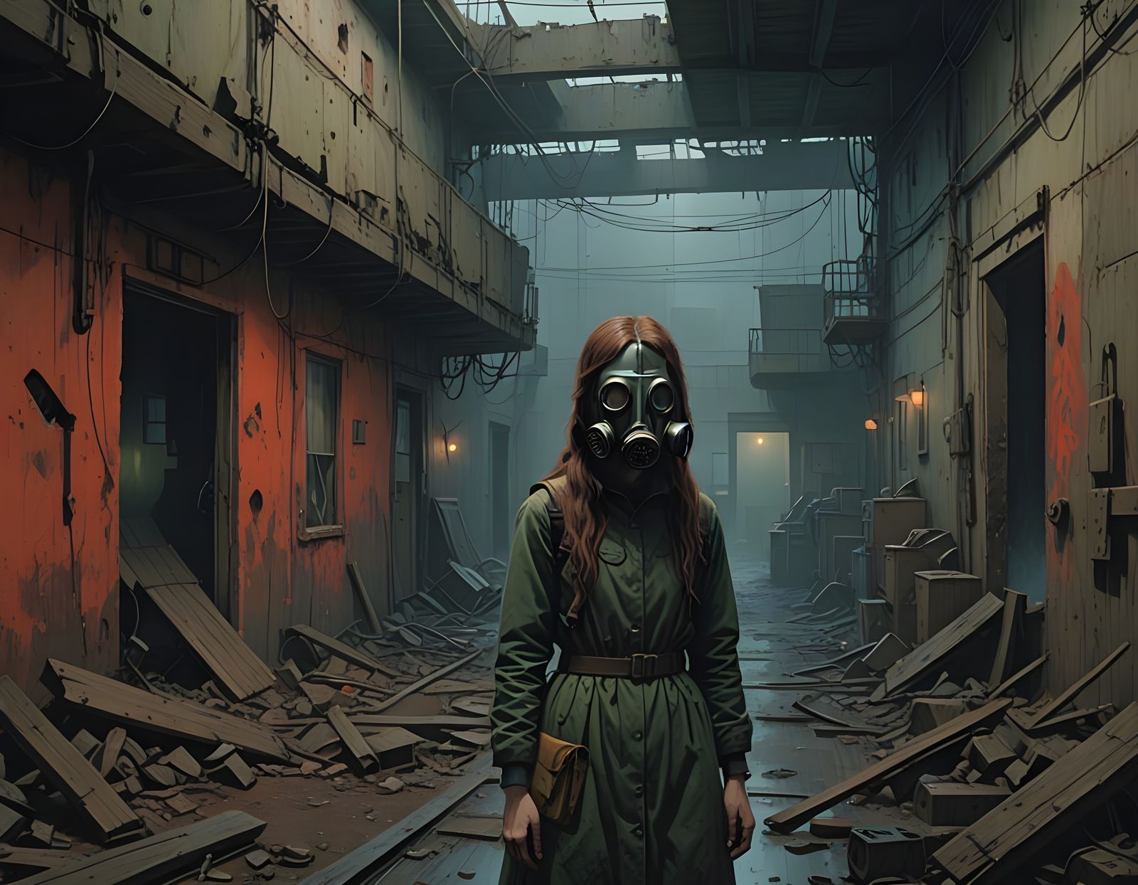 Charming Young Woman in Post-Apocalyptic Basement Scene