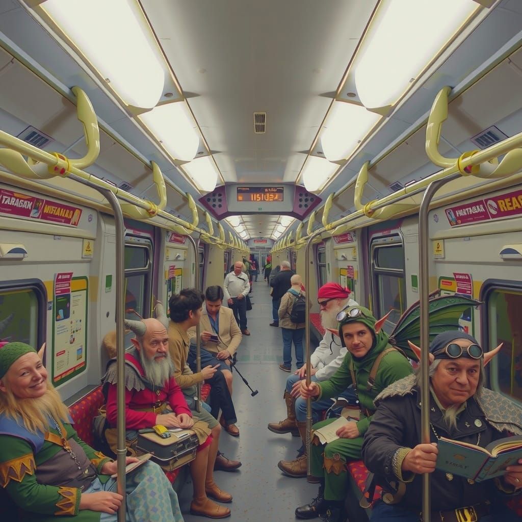 Fantasy Punk Moscow Metro with Mythical Creatures