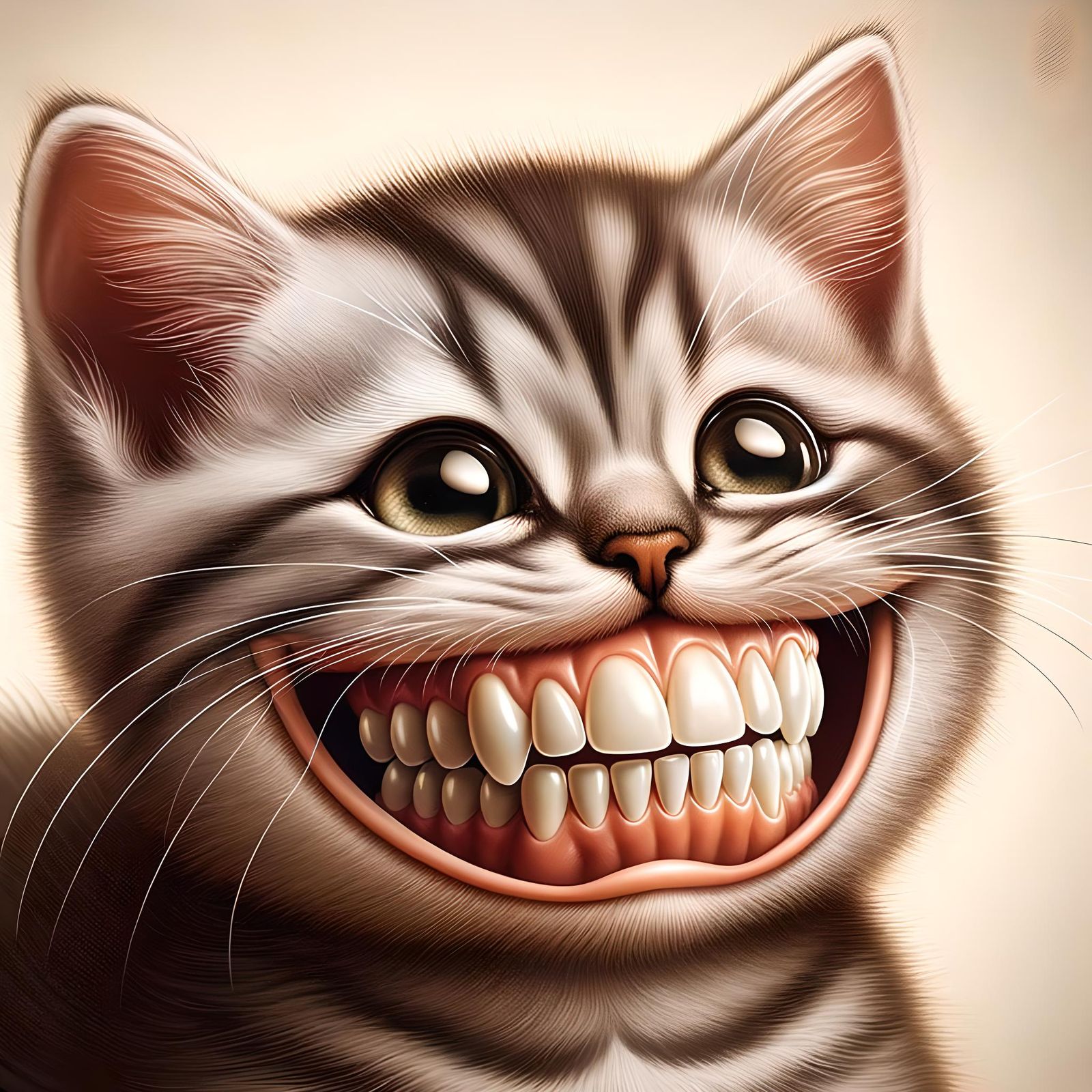 Funny Kitten with Dentures: A Humorous Portrait