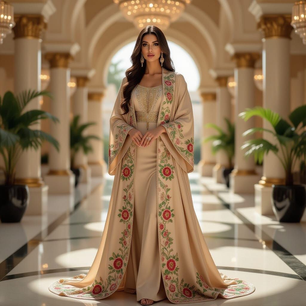 Luxury Abaya with Jewel Tones in Art Nouveau Style