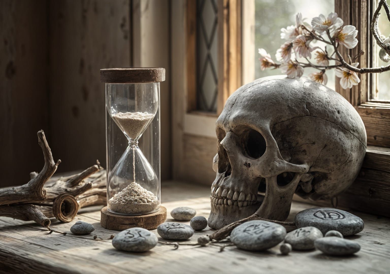 Skull and Hourglass: Symbols of Passing Time