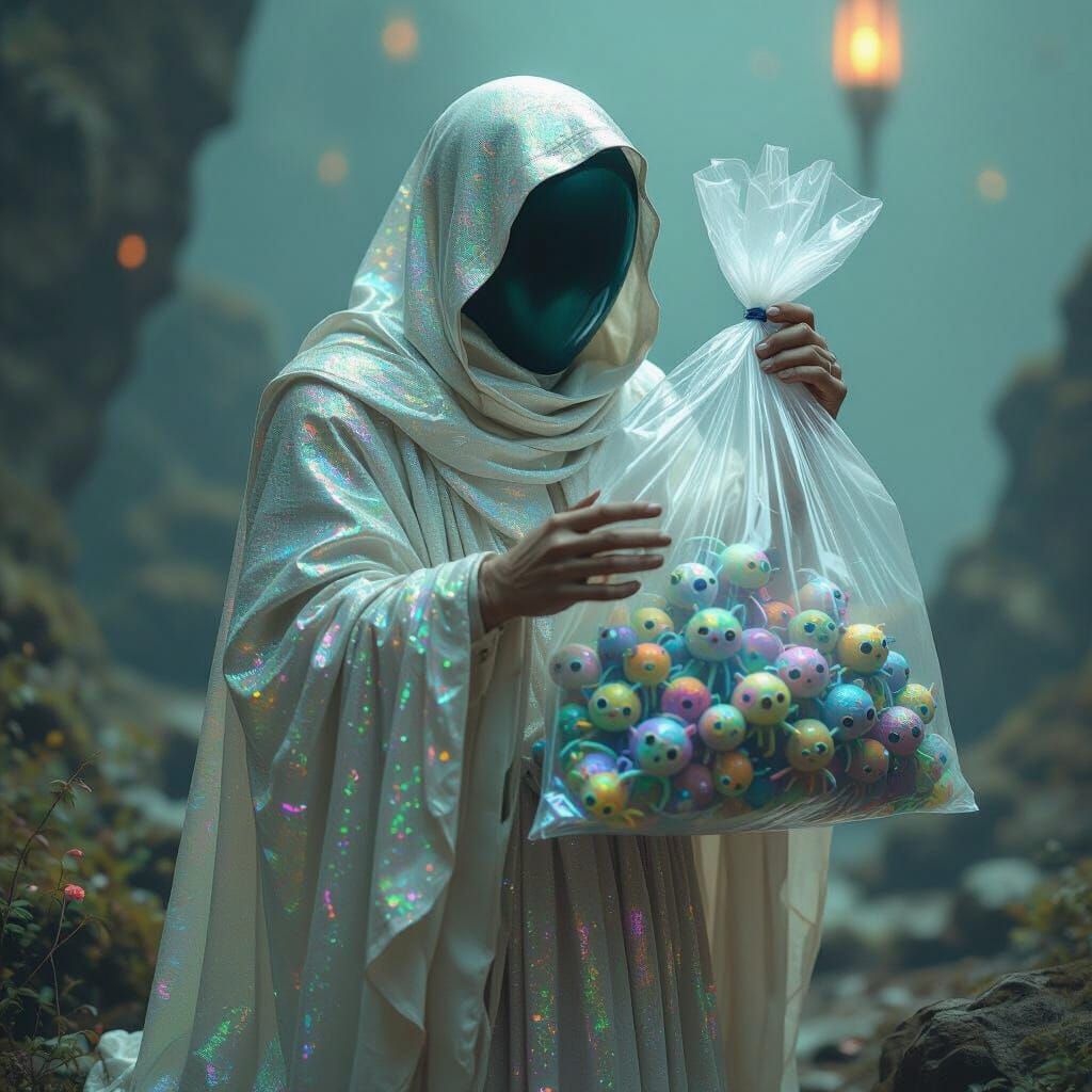 Quartz Crystal Entity Holding Bag of Mischievous Creatures