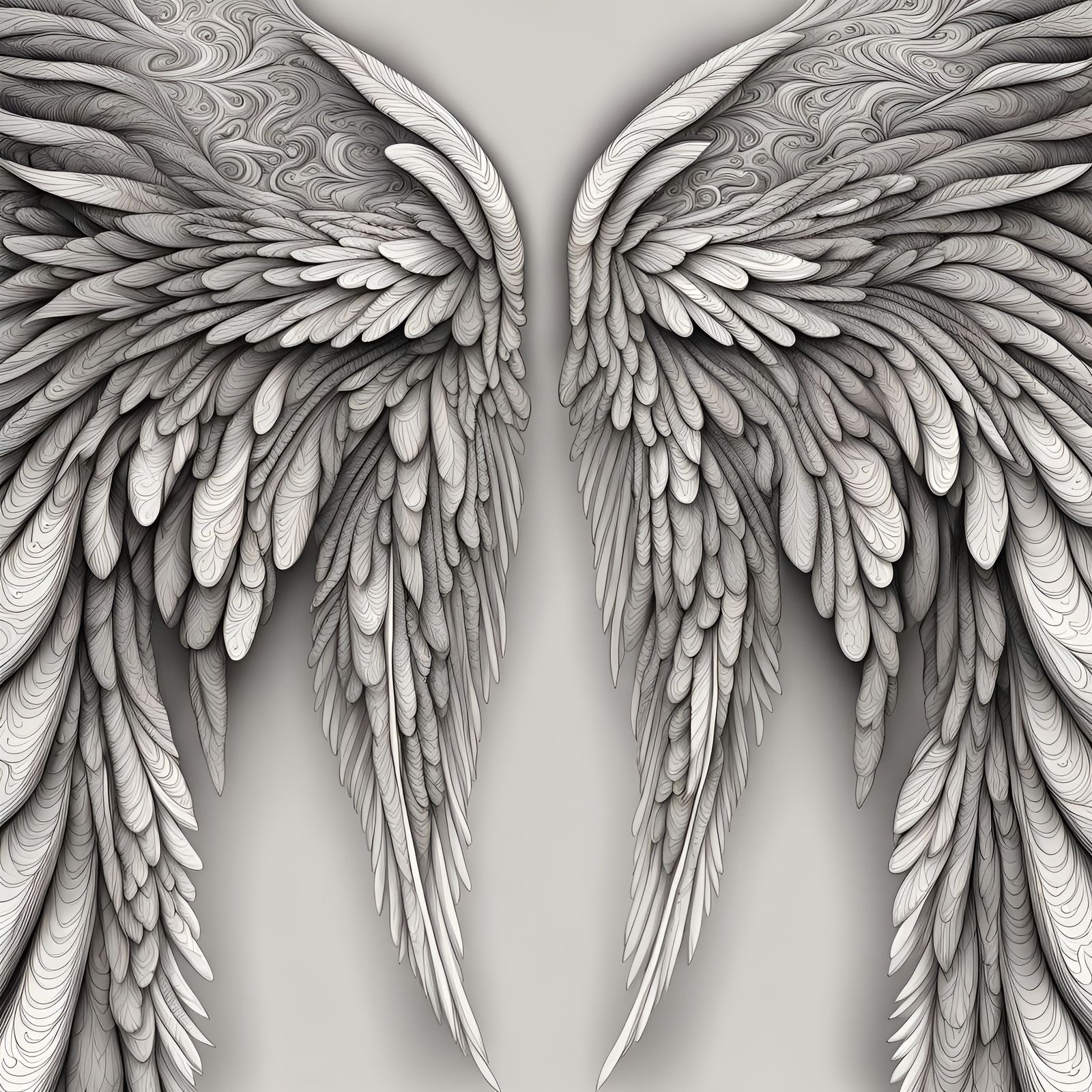 Abstract Angel Wings with Fractal Patterns