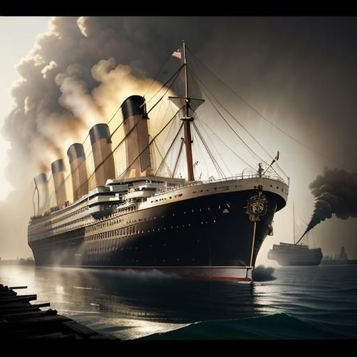 RMS Titanic Docks in New York: Colorized Digital Art