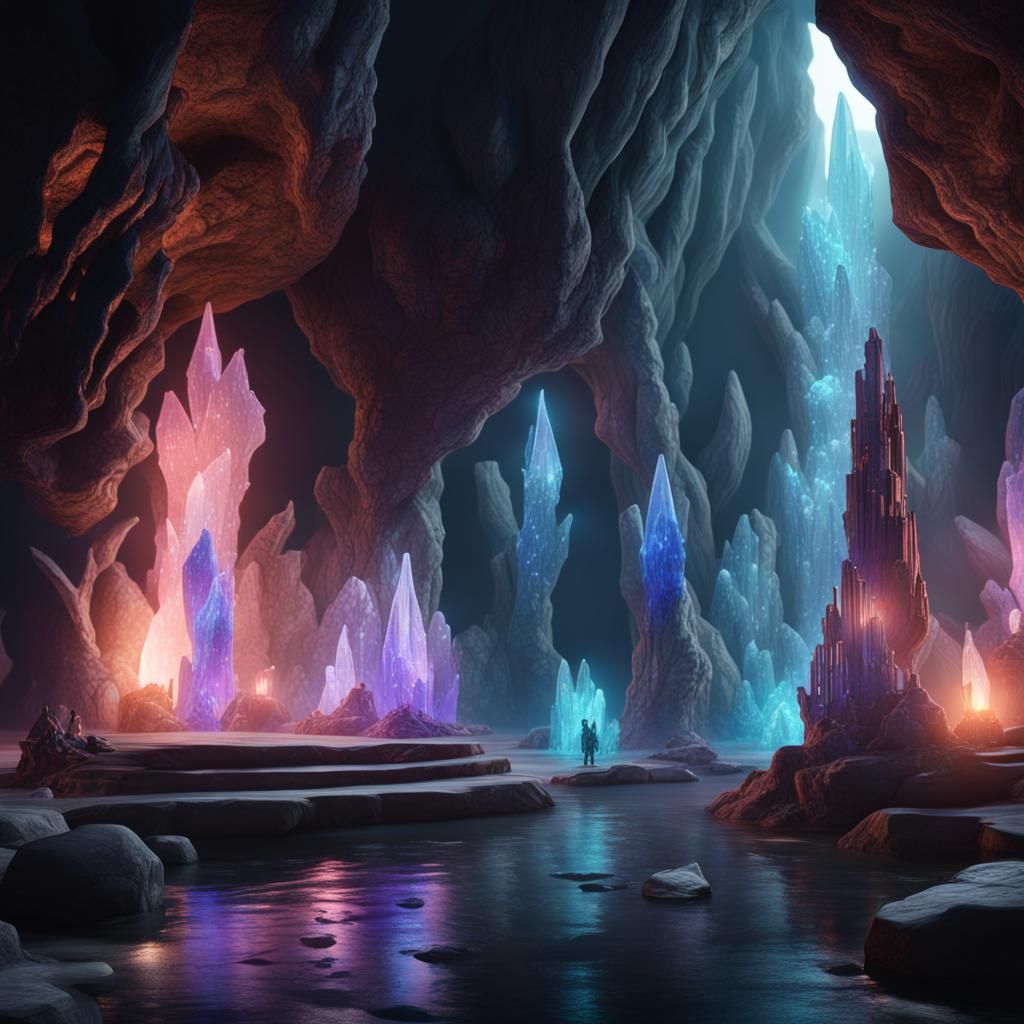 Crystal Beings in a Crystal Cave