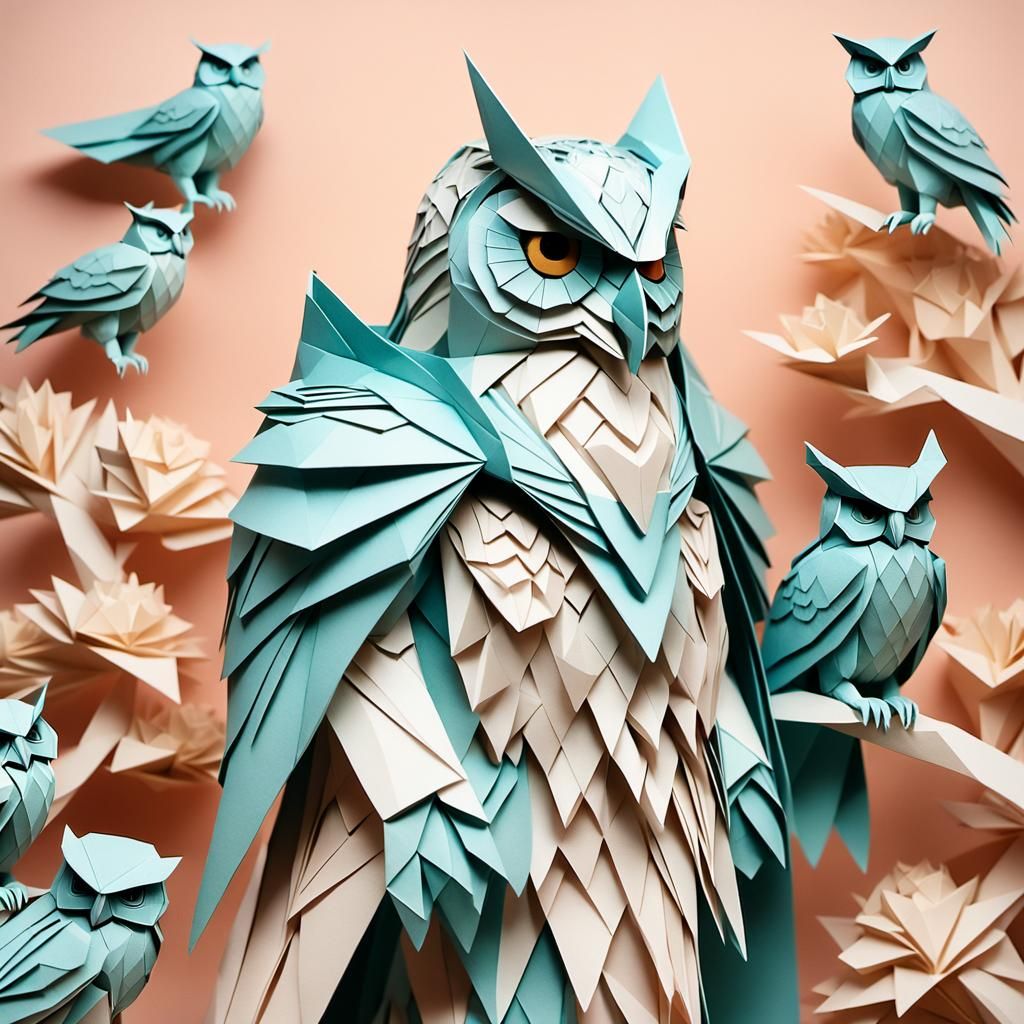 Heroic Origami Prince Surrounded by Owls