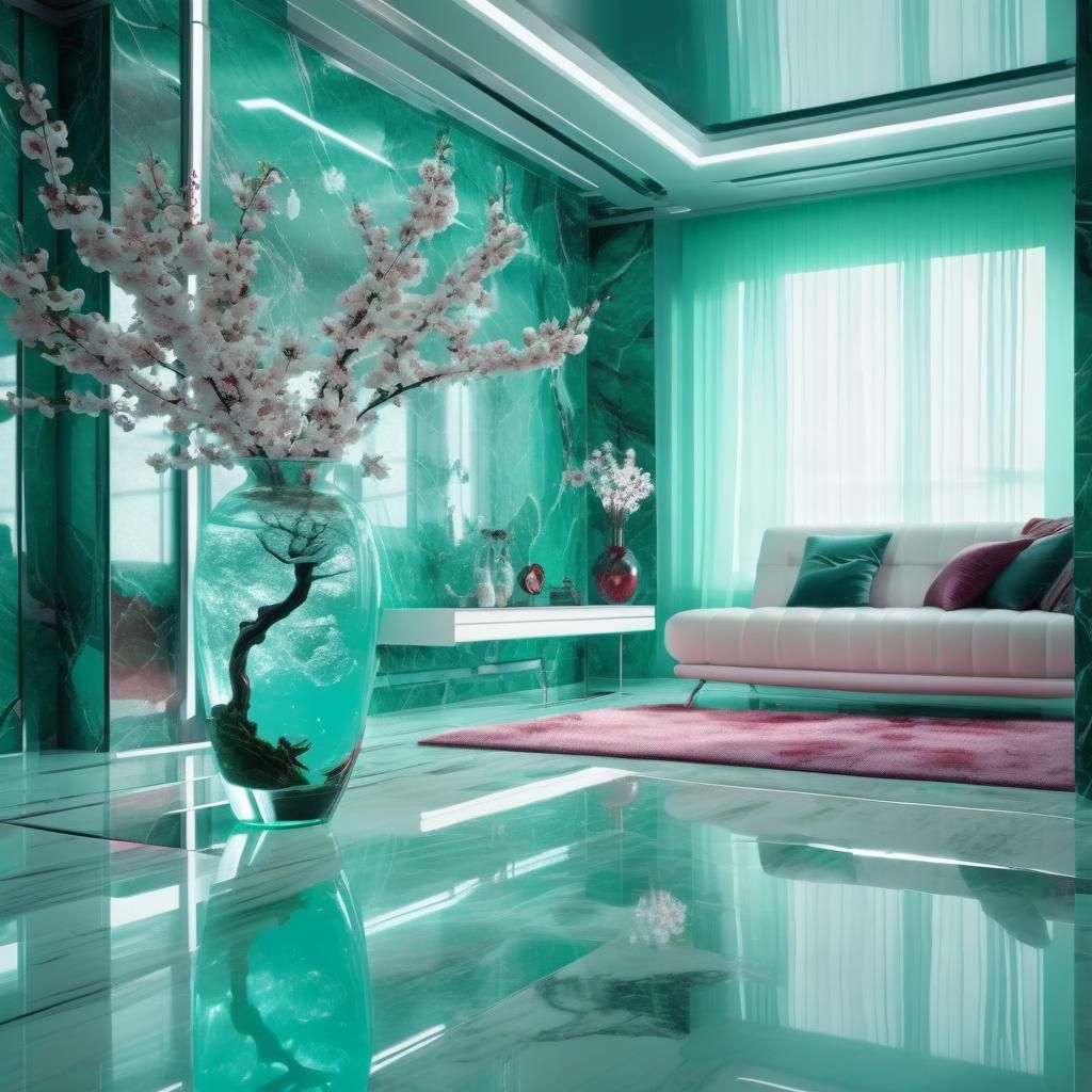 Futuristic Room with Aquarium: Digital Matte Painting