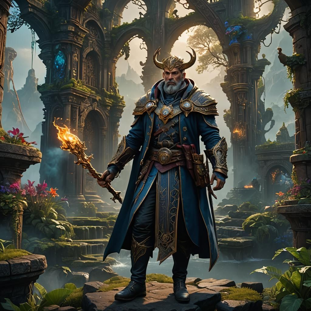 Fantastical Healing Man in Detailed Matte Painting