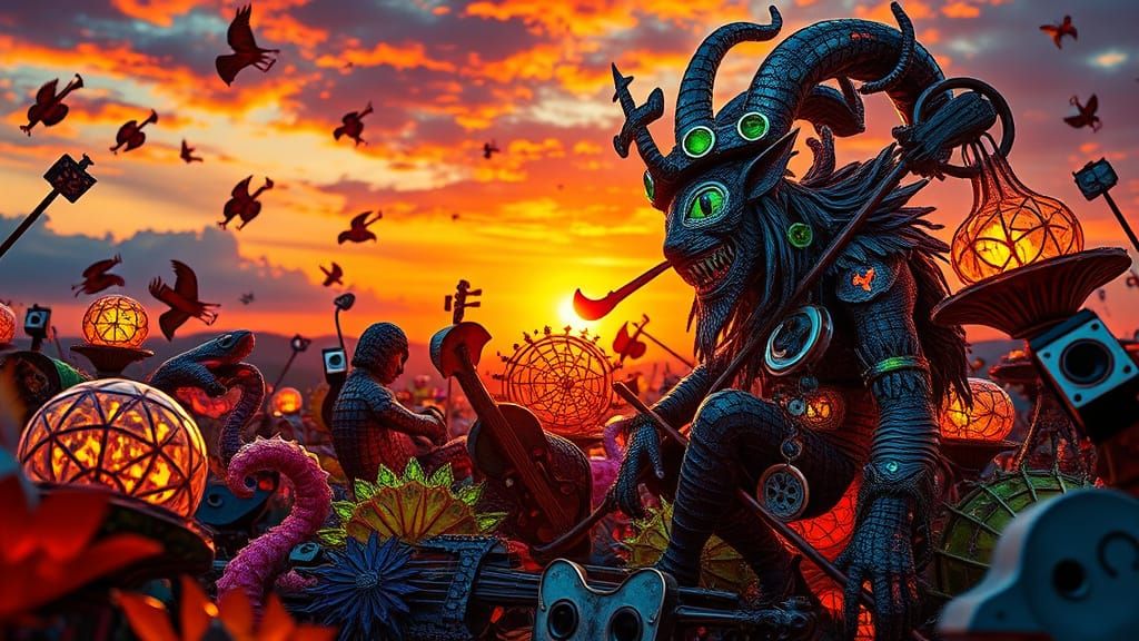 Shaman's Labyrinthine Sunset Sculpture: A Fusion of Fantasy ...