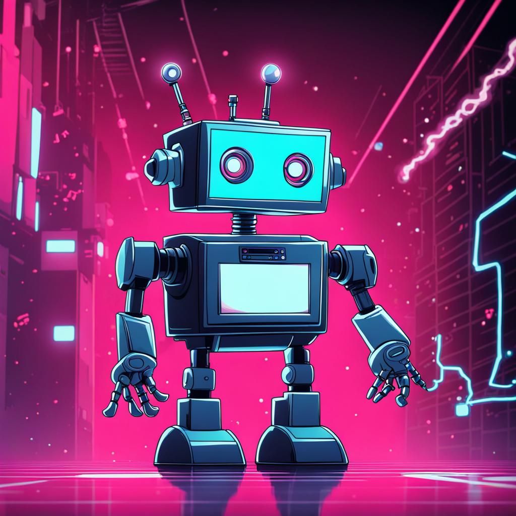 Robot Dancing to 80s Music in Anime Style