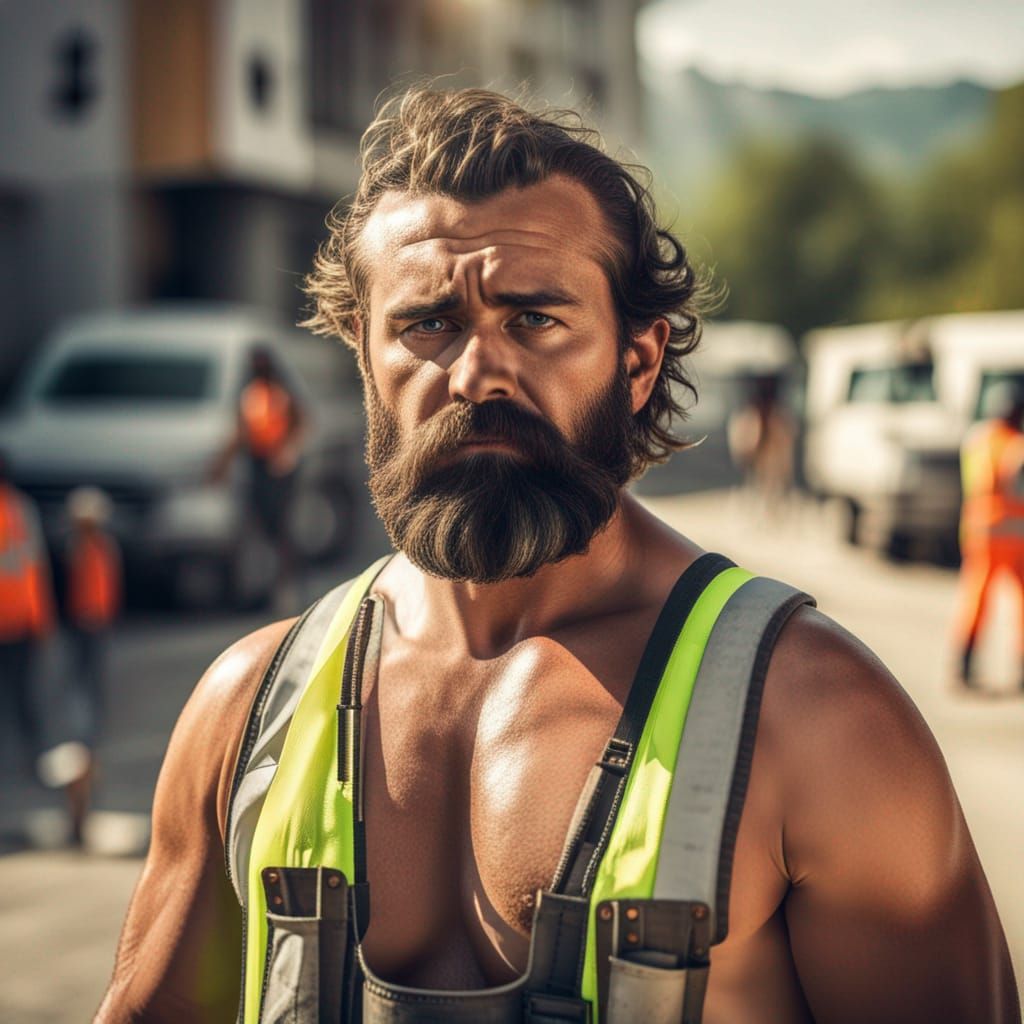 Carpenter on Construction Site in Sunlight
