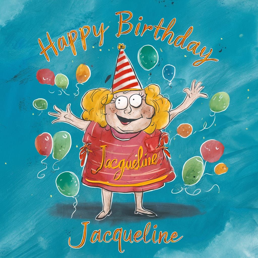 Happy Birthday card for a woman, funny character, celebratio...