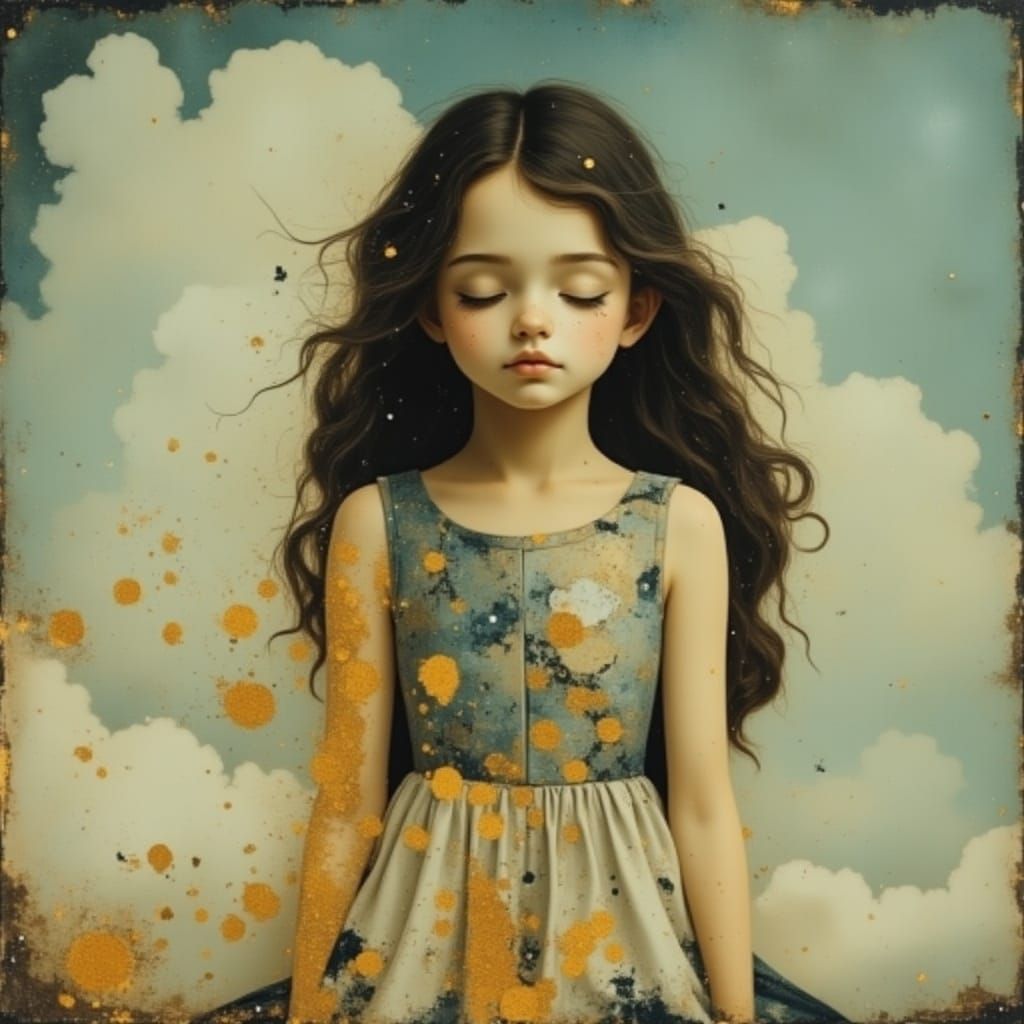 Whimsical Portrait in Dreamlike Oil Painting Style