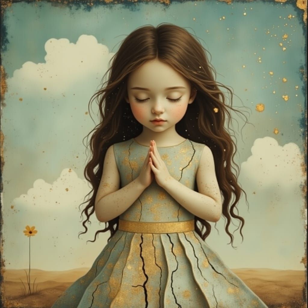 Whimsical Portrait of a Girl in a Fantastical Landscape