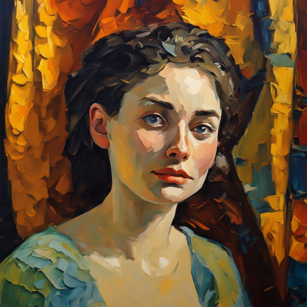 Neo-Impressionist Old Curtain in Van Gogh Style