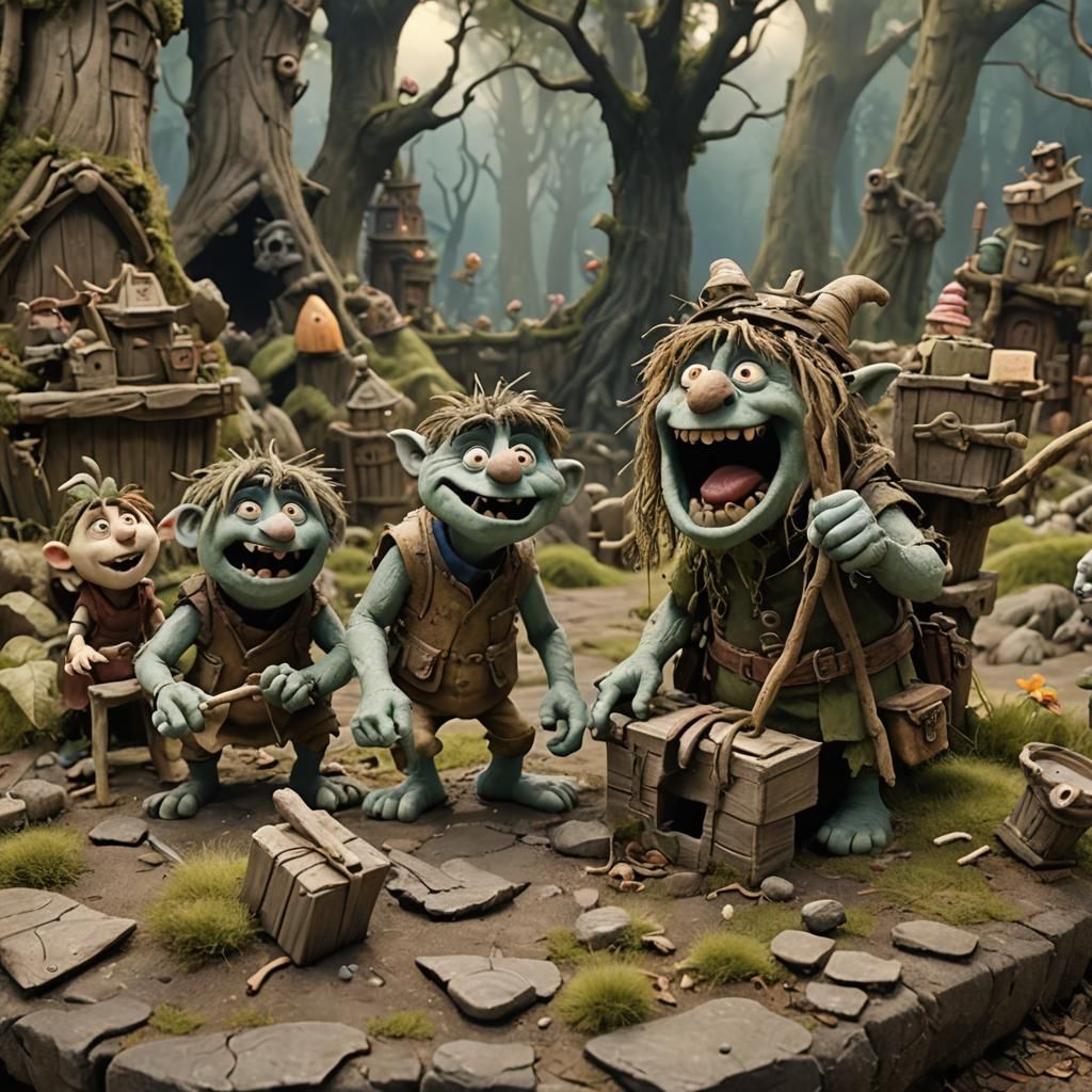 Claymation Box Trolls in Fantasy Setting