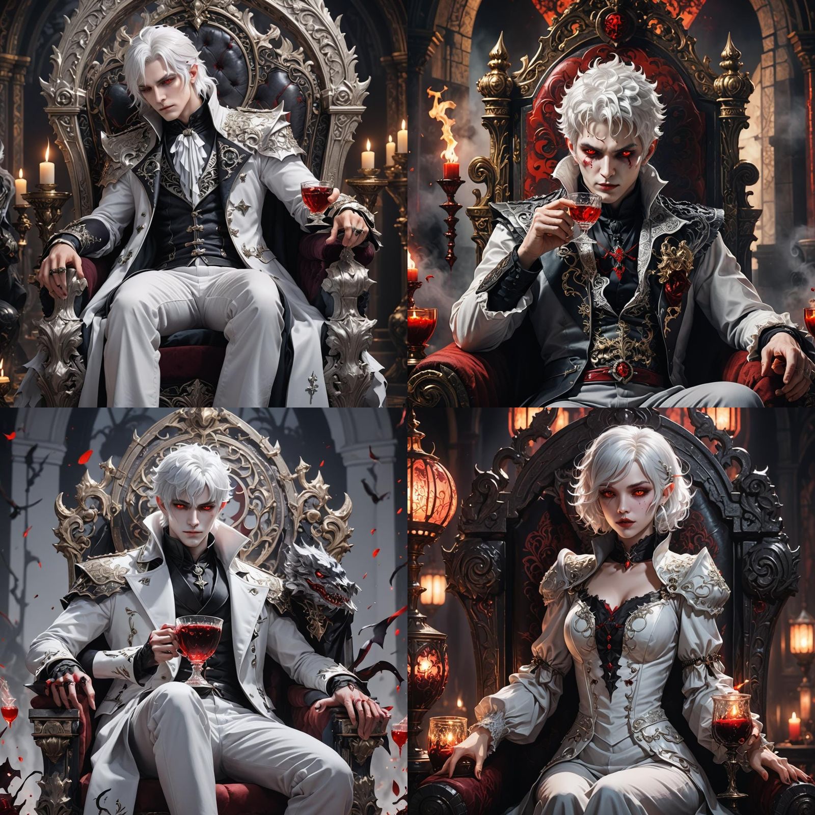 Anime Vampire King on Throne in 3D