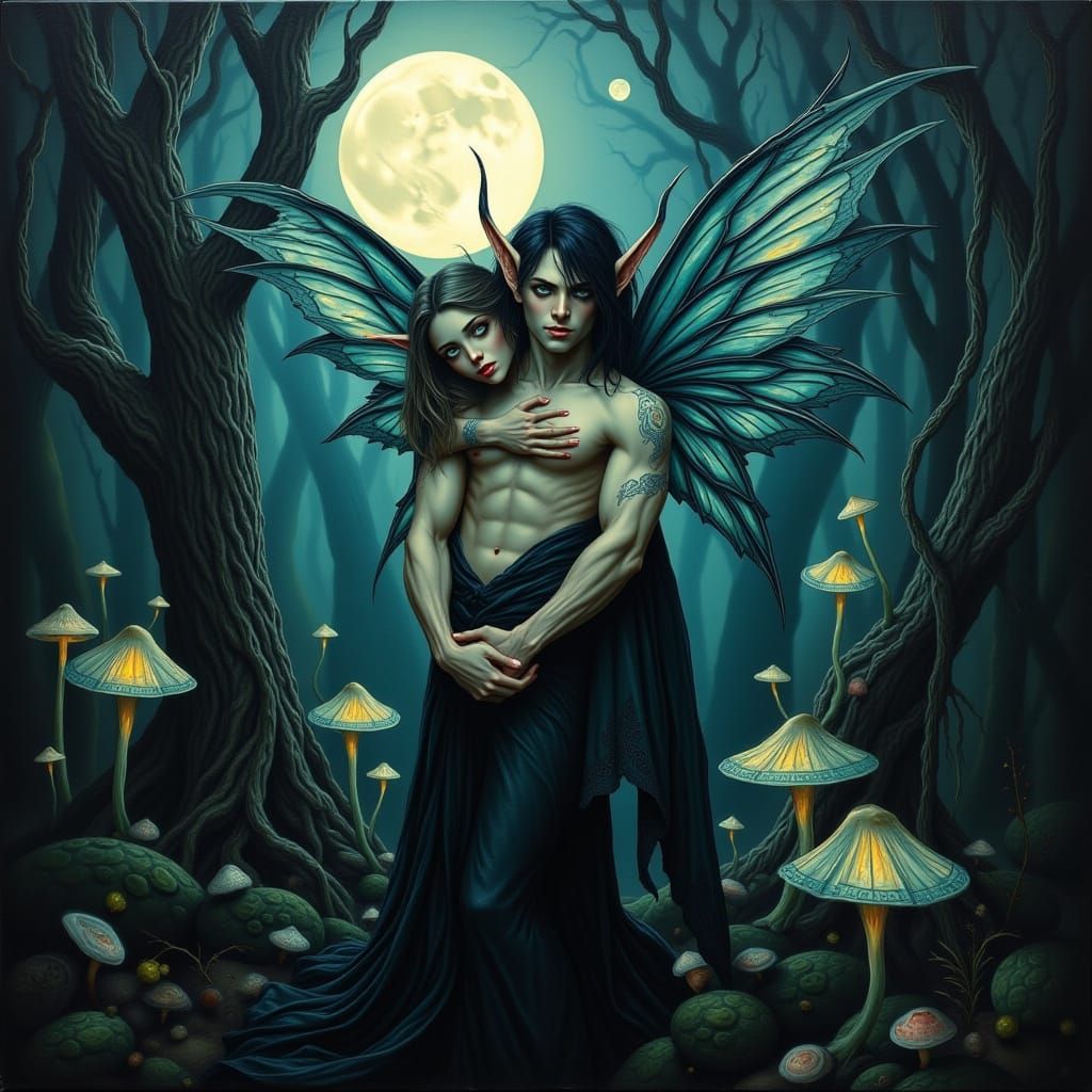 Majestic Dark Fae in Enchanted Forest