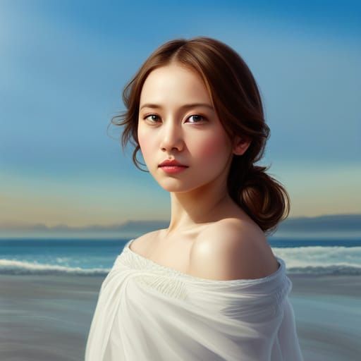 Girl Walking on a Sandy Beach