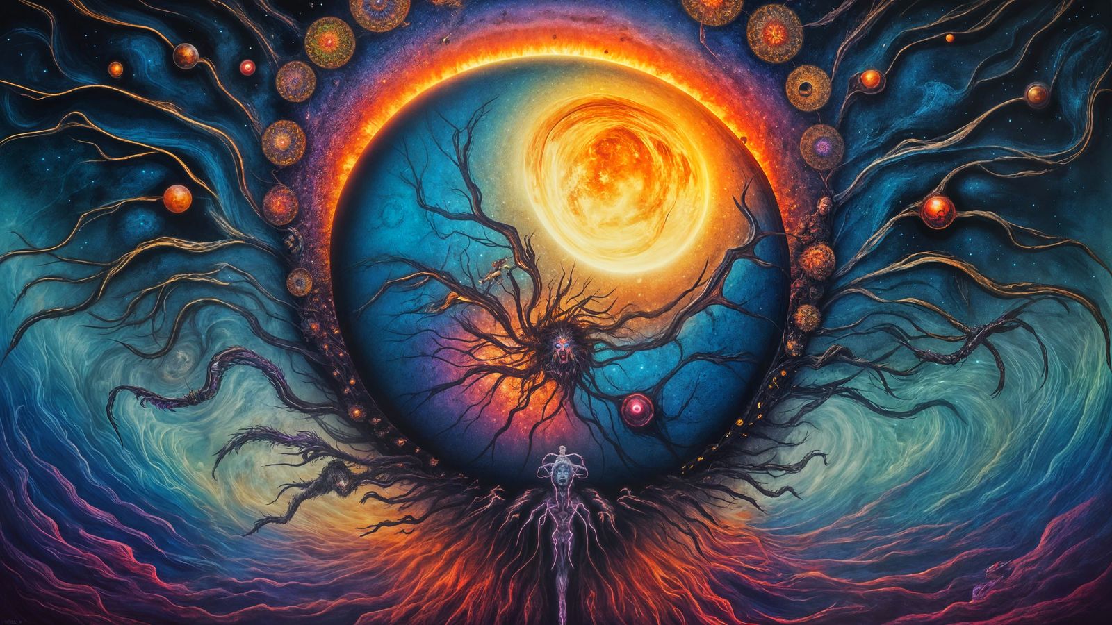 Man Mutation Peacock Devil Hybrid with Fractal Face