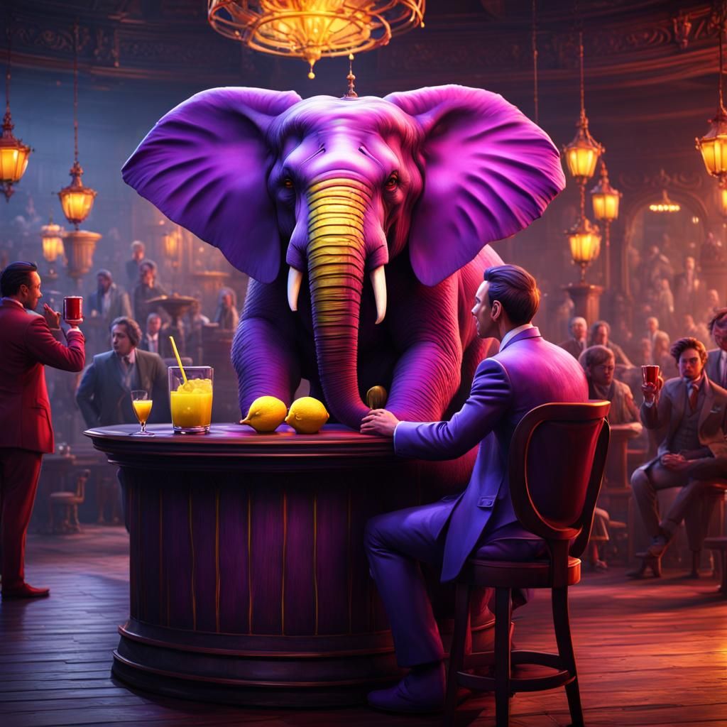 Fantastical Elephant in Complementary Colors