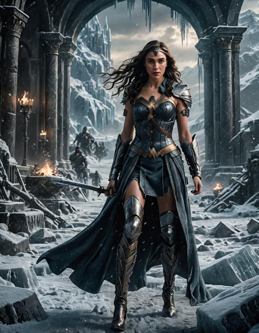 Ice Queen in Corset and Boots: Digital Painting