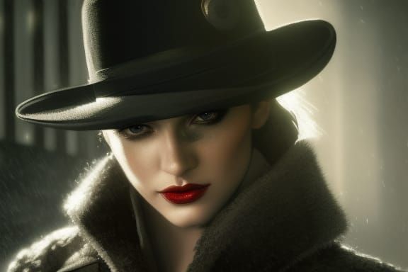 Noir Encounter: A Digital Ink Expressionist Painting