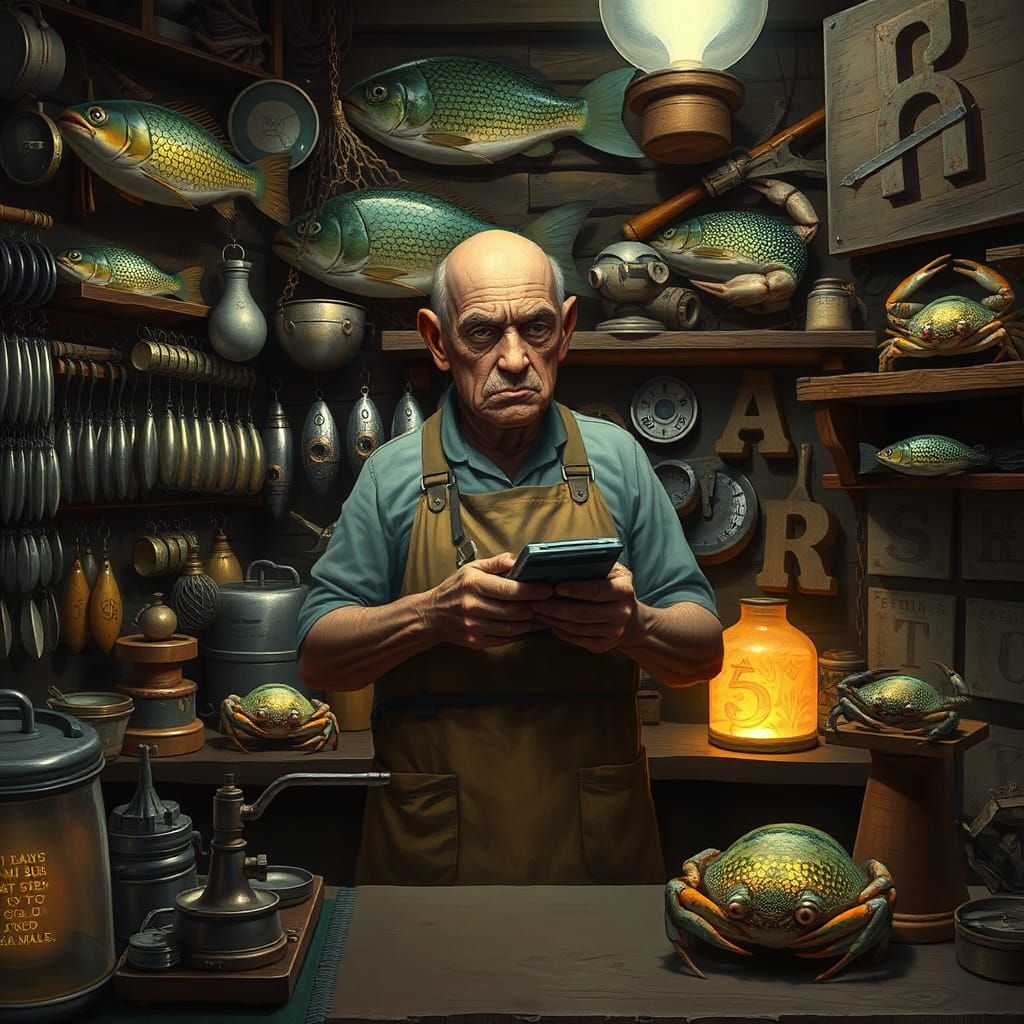 Cosmic Fishing Store: Surreal Dreamscape