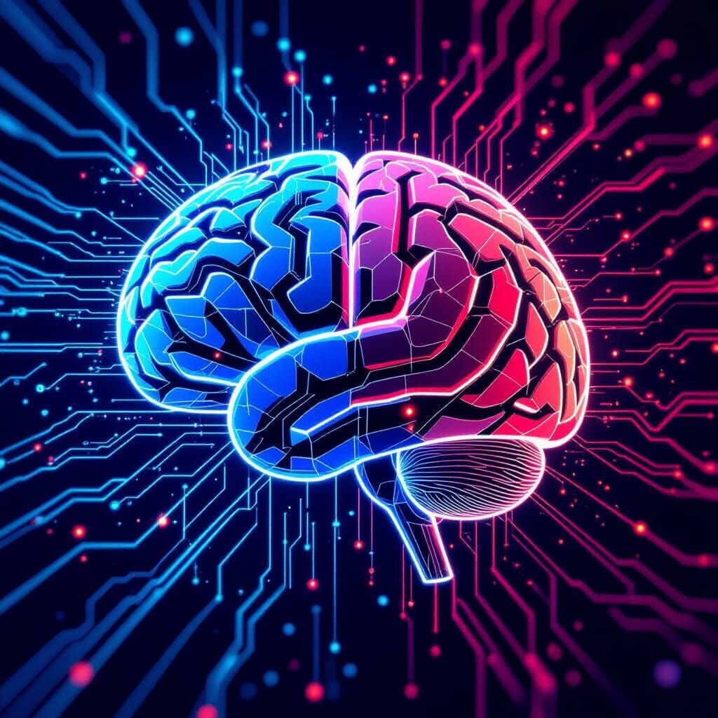 AI Bias Illustrated: Abstract Digital Brain with Code