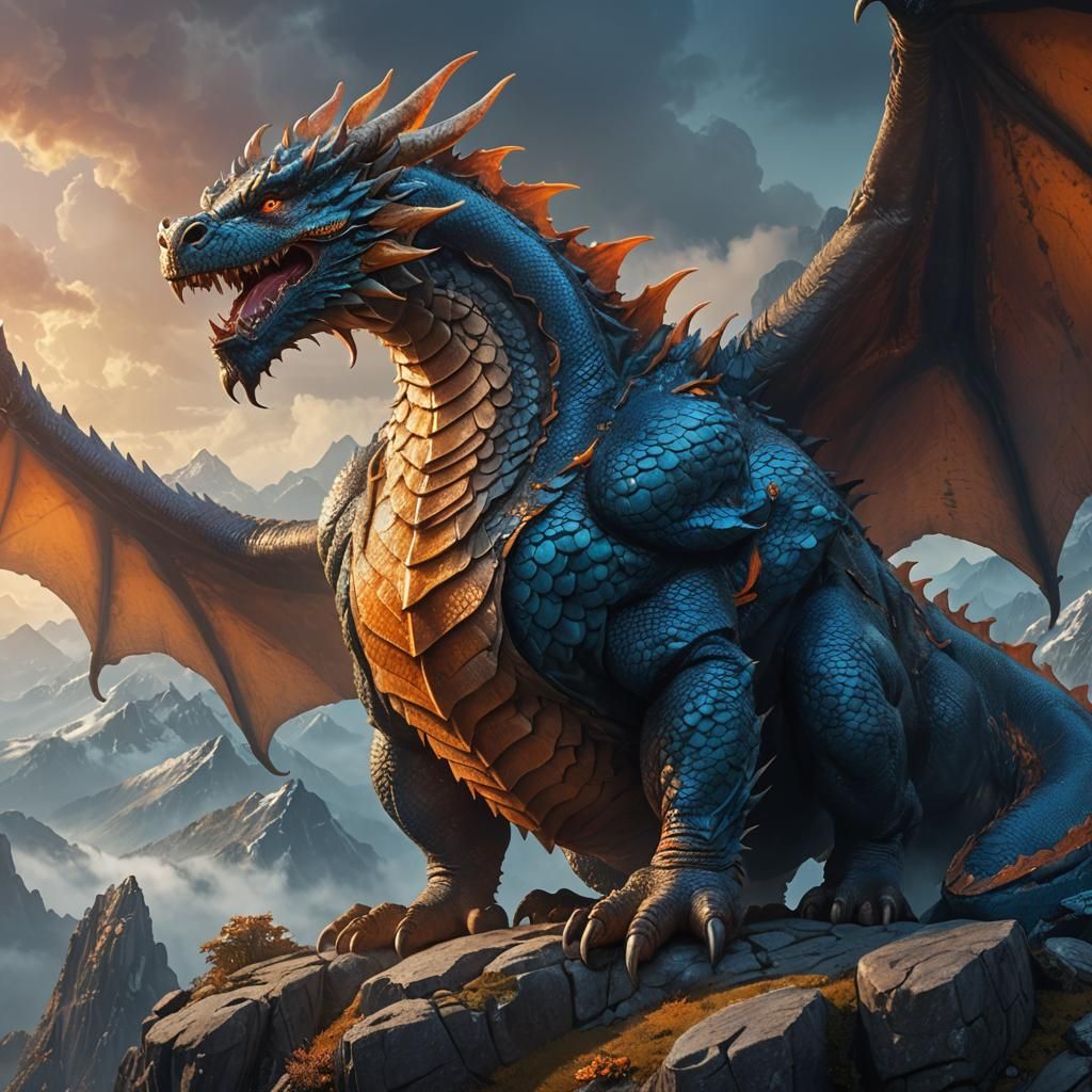 Majestic Fat Dragon on Misty Peak