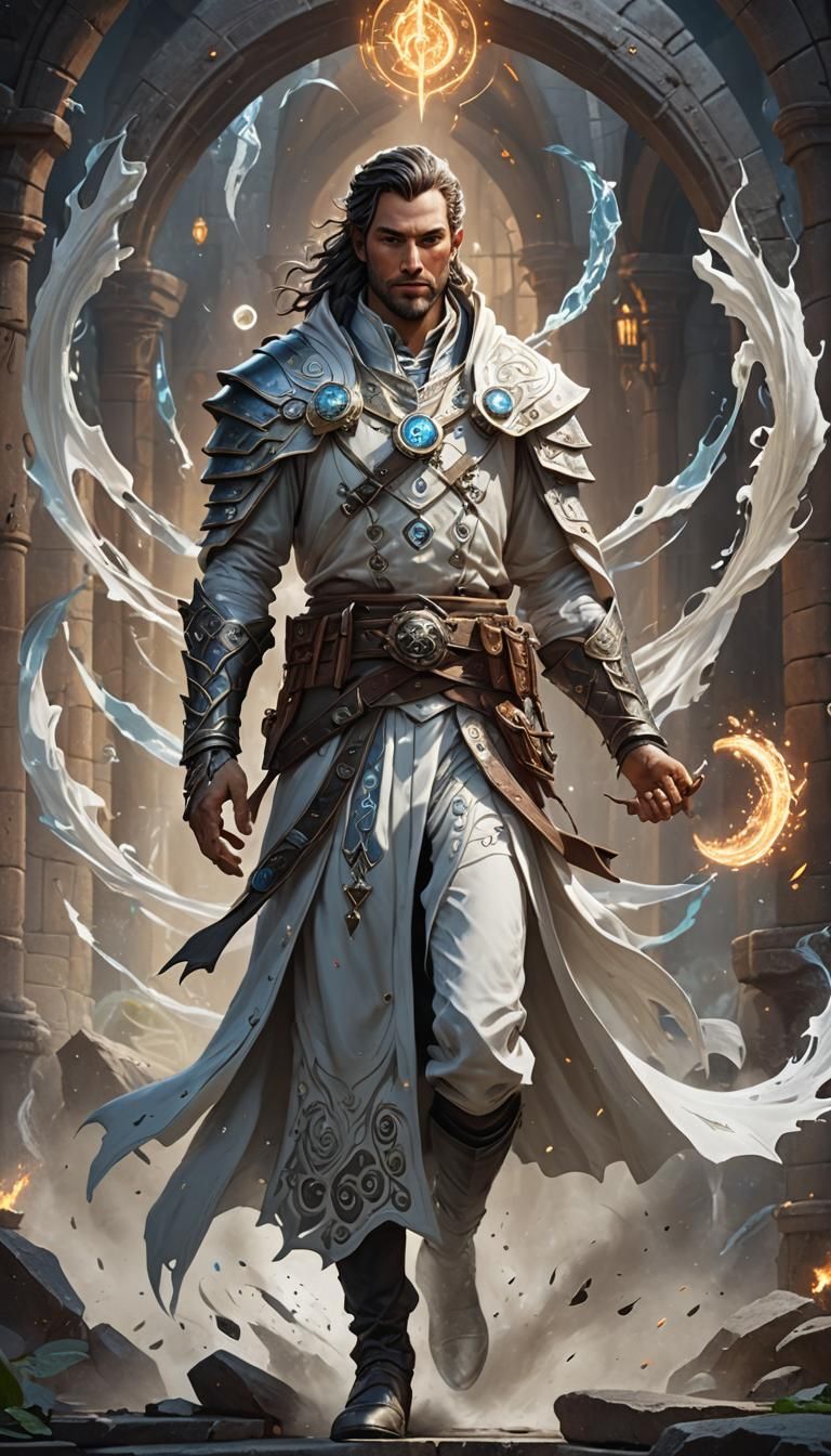 Cleric Wielding White Magic in Dungeons and Dragons