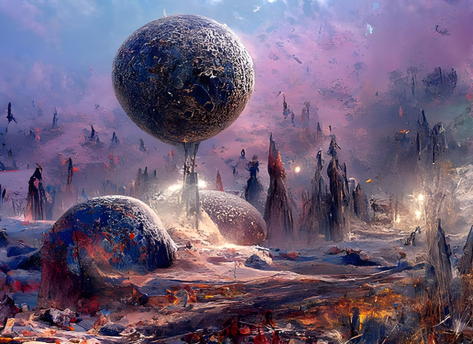 Icy Alien Landscape on Mercury as Digital Matte Painting