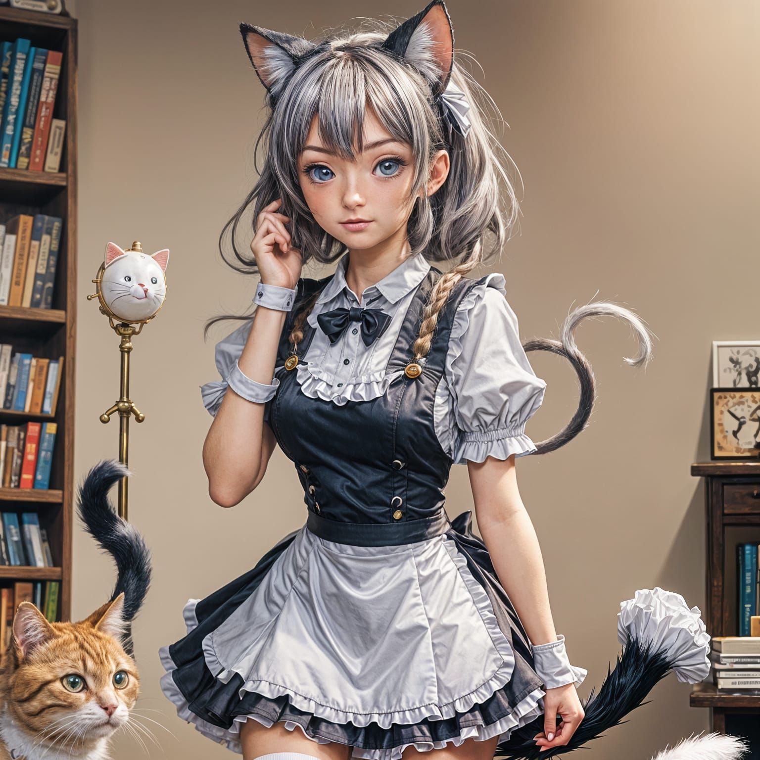 Anime Cat Girl in Comic Book Style