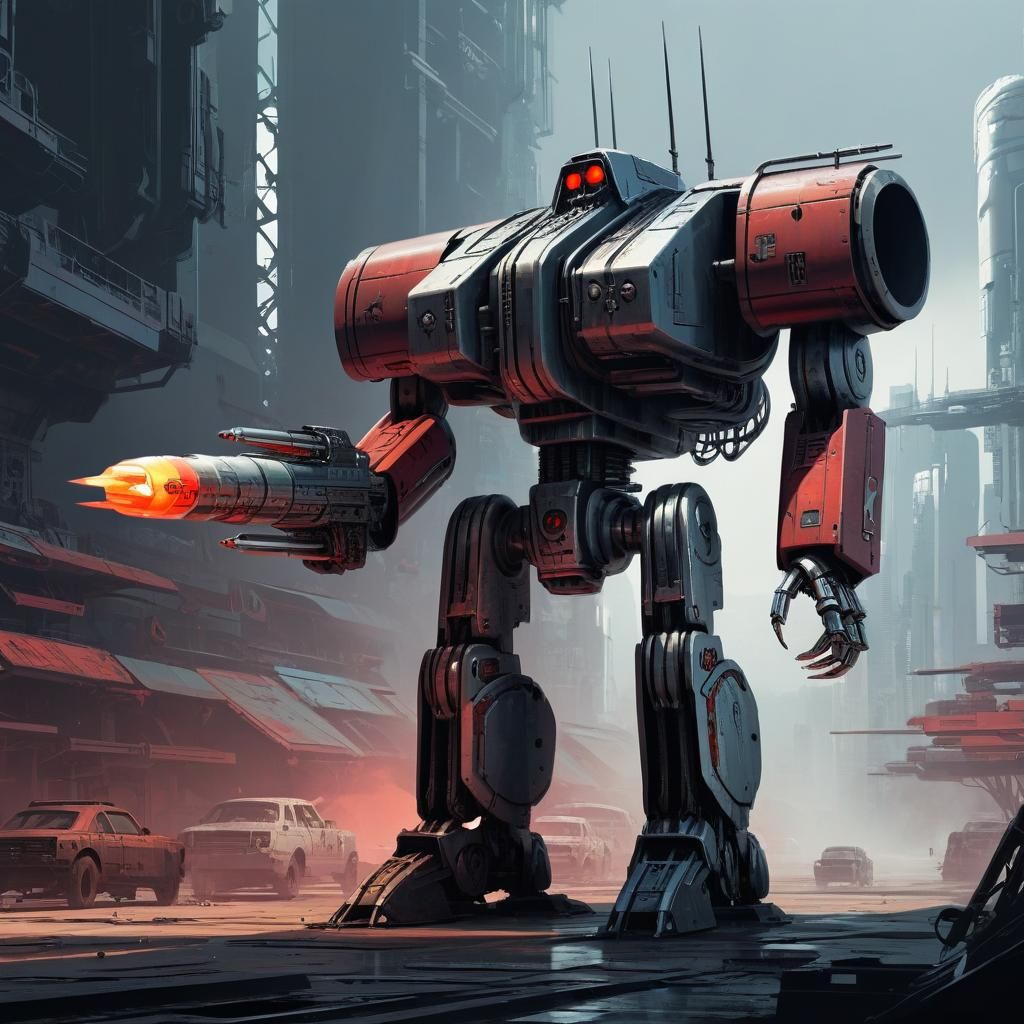 Raygun Gothic Terminator in Sci-Fi Style